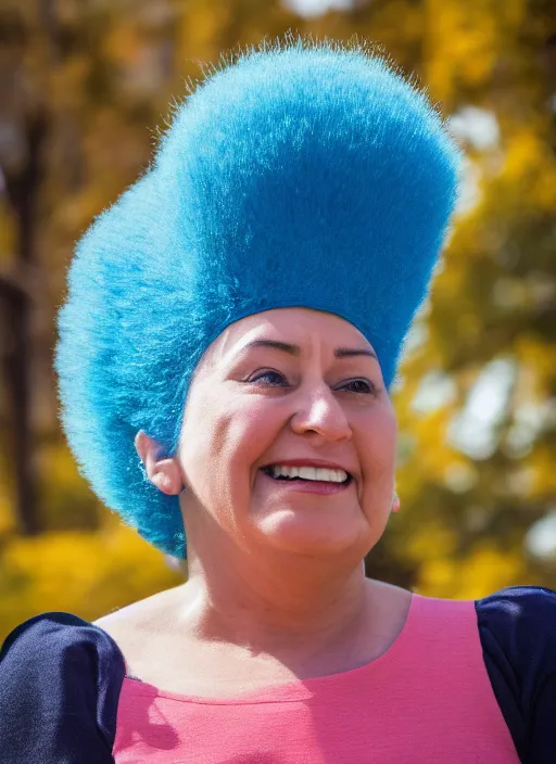 Image similar to portrait photo still of real life marge simpson, 8 k, 8 5 mm, f. 1 4