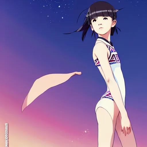 Image similar to a beautiful boyish japanese emma watson alluring instagram model, wearing elegant japanese hiphop leotard outfit with subtle mayan patterns and native fashion, aztec street fashion bathing suit, jrpg fashion, gapmoe yandere grimdark, trending on pixiv fanbox, painted by greg rutkowski makoto shinkai takashi takeuchi studio ghibli, akihiko yoshida