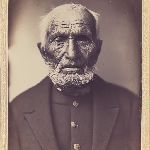 Image similar to facial portrait of a 8 2 year old bukfut, 1 9 1 9, ambrotype, award winning