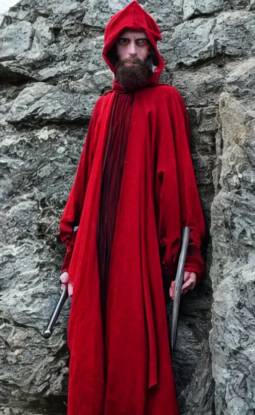 Image similar to a scrawny and weak red wizard