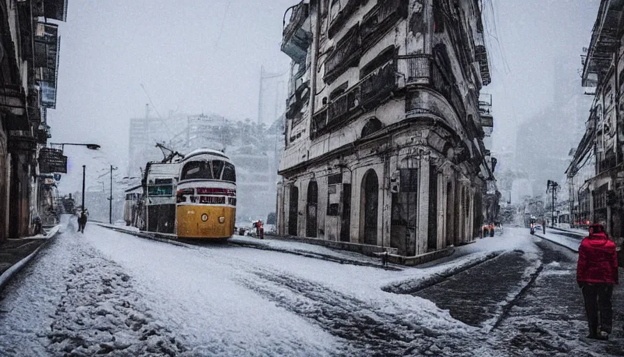 Prompt: the city of rio de janeiro covered in snow, winter photograph, snowing, 4 k, award winning photograph, beautiful, trending on instagram