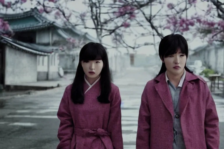 Prompt: korean film still from korean adaptation of Bakemonogatari (2009)