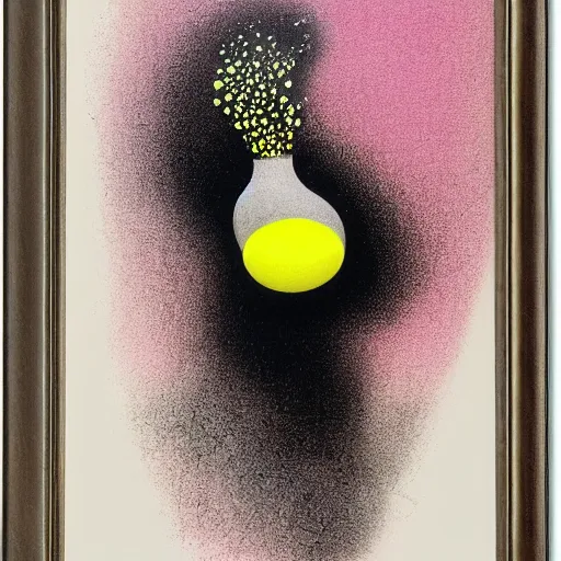 Image similar to A bulbous pink figure covered with yellow spots by Stephen Gammell