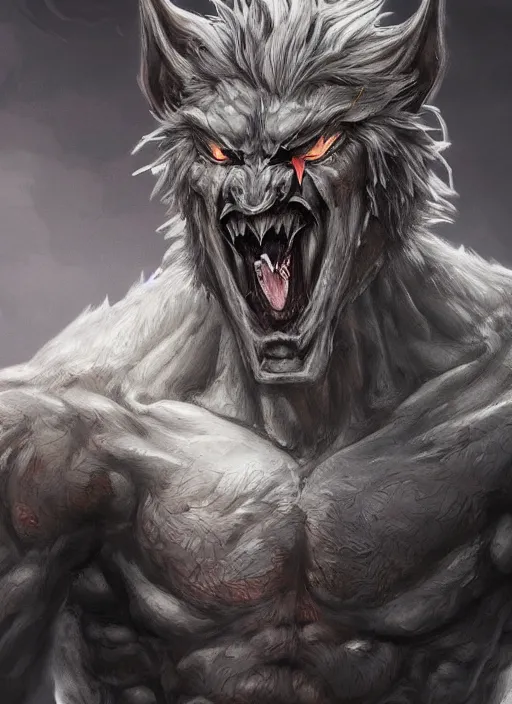 Image similar to detailed beautiful cool male character art depicting a creepy werewolf monster, concept art, depth of field, on amino, by sakimichan patreon, wlop, weibo, bcy. net, colorhub. me high quality art on artstation.