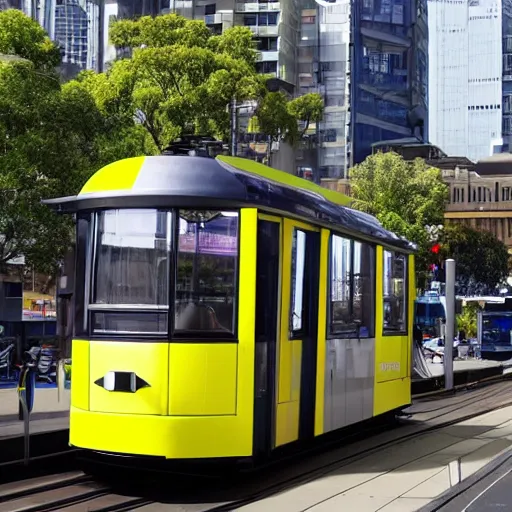 Image similar to photo of a futuristic Melbourne tram