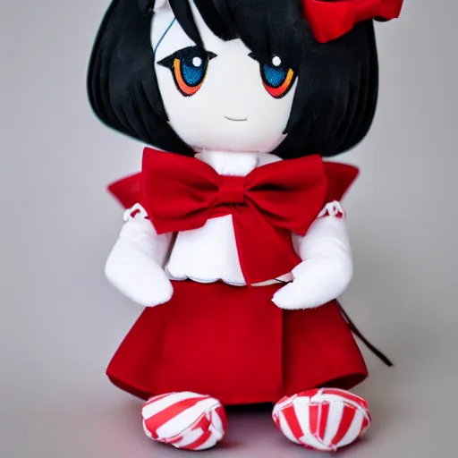 Prompt: cute fumo plush of a girl in a bow tie and red ribbon, anime girl