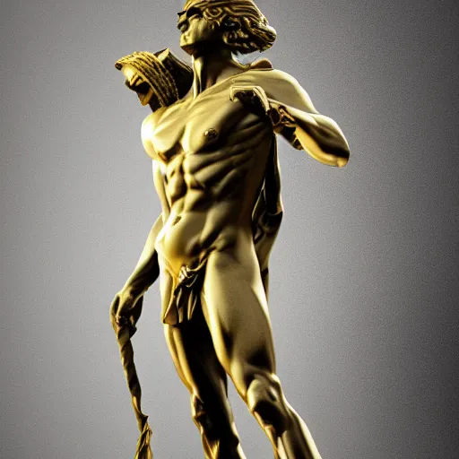 Image similar to Marble Statue of Hades, gold,hyper detailed, ultra realistic, character concept, full body, dynamic pose, 4k