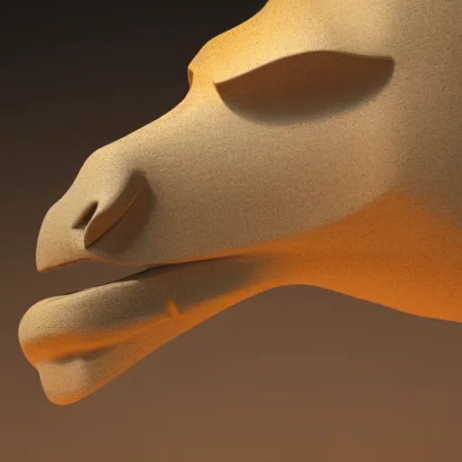 Image similar to camel sculpture made of opal, octane render , HDR