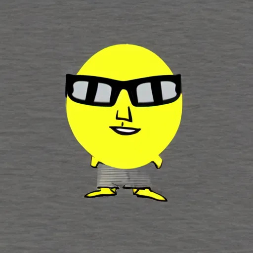 Prompt: a maniac lemon person wearing sunglasses