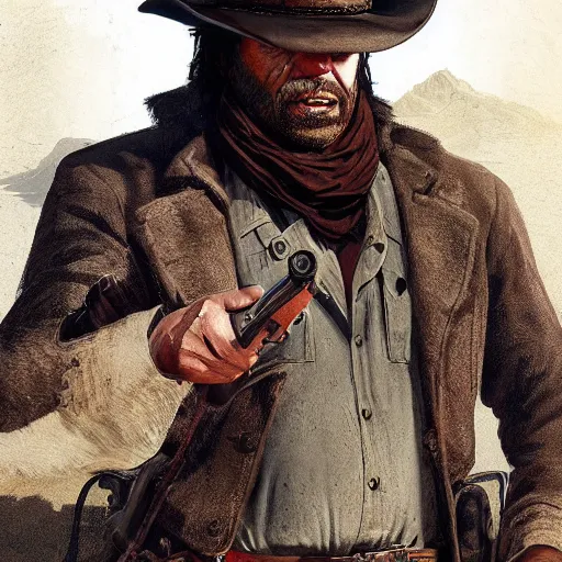 Prompt: portrait of arthrur morgan from the game red dead redemption two,digital art,ultra realistic,ultra detailed,art by greg rutkowski,detailed face