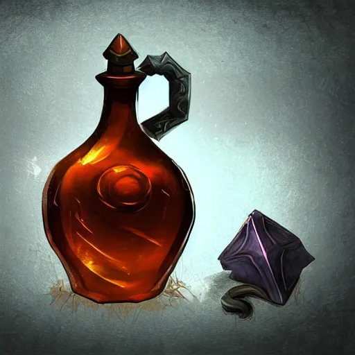 Prompt: a potion bottle, rpg, digital art, dark background, runescape, skyrim, final-fantasy