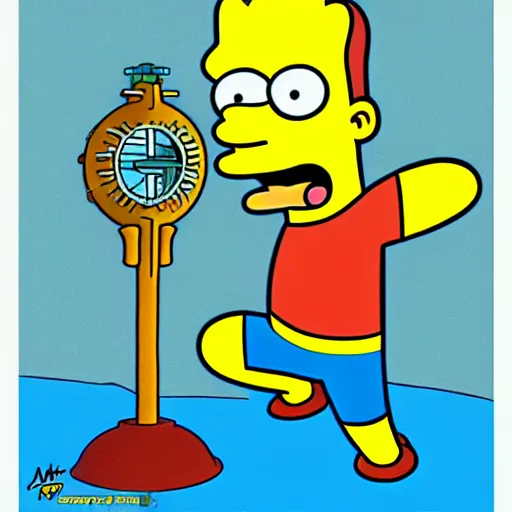 Image similar to aquaman as a simpson, by matt groening, digital art