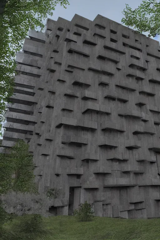 Prompt: brutalism architecture in valheim