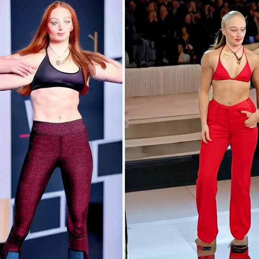 Image similar to muscular sophie turner showing her abs, cnn, afp, vogue