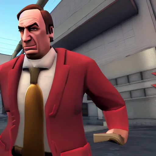 Prompt: Saul Goodman in Team Fortress 2, HD 4k game screenshot, Valve official announcement, new character