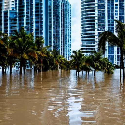 Image similar to an award - winning national geographic photograph of miami beach flooded after 1 0 0 years of rising sea level