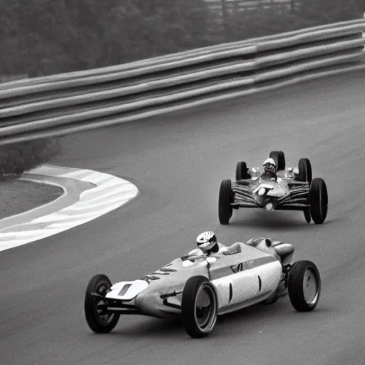 Prompt: a beautiful photography of a vintage formula one race, trending on Artstation