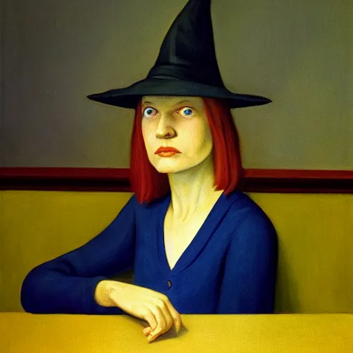 Prompt: a realistic witch portrait, by jean edward hopper,