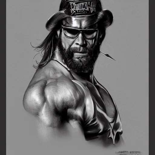 Image similar to amazing lifelike award winning pencil illustration of macho man Randy savage trending on art station artgerm Greg rutkowski cinematic