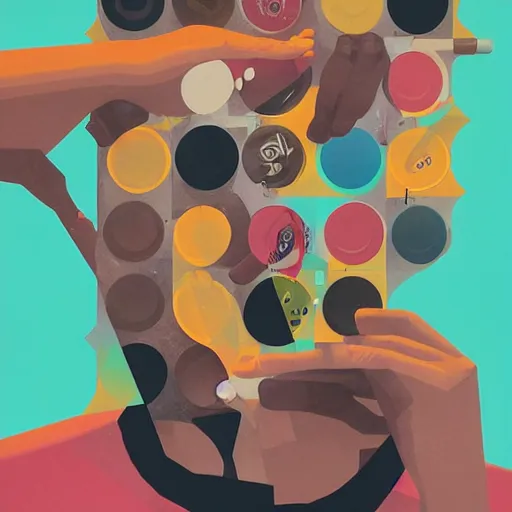 Prompt: Pills profile picture by Sachin Teng, asymmetrical, Organic Painting , Matte Painting, geometric shapes, hard edges, graffiti, street art:2 by Sachin Teng:4