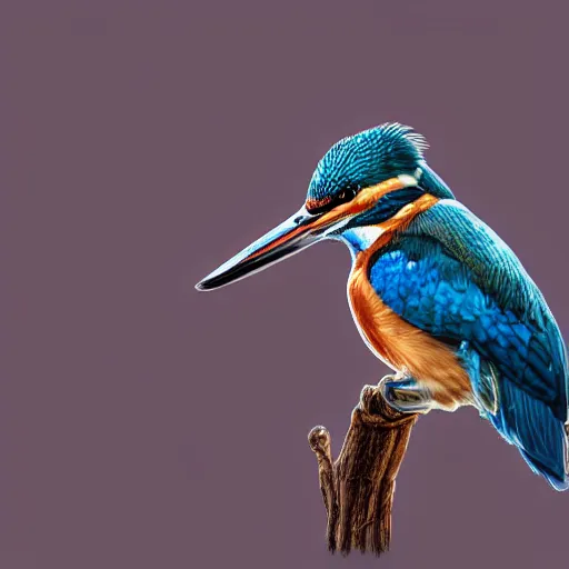 Image similar to kingfisher bird looking majestic, hyperrealistic photograph, dim volumetric lighting, extremely hyper detailed, intricate, epic composition, cinematic lighting, masterpiece, trending on artstation, stunning, hdr, smooth, sharp focus, high resolution, award, winning photo, dslr, 5 0 mm