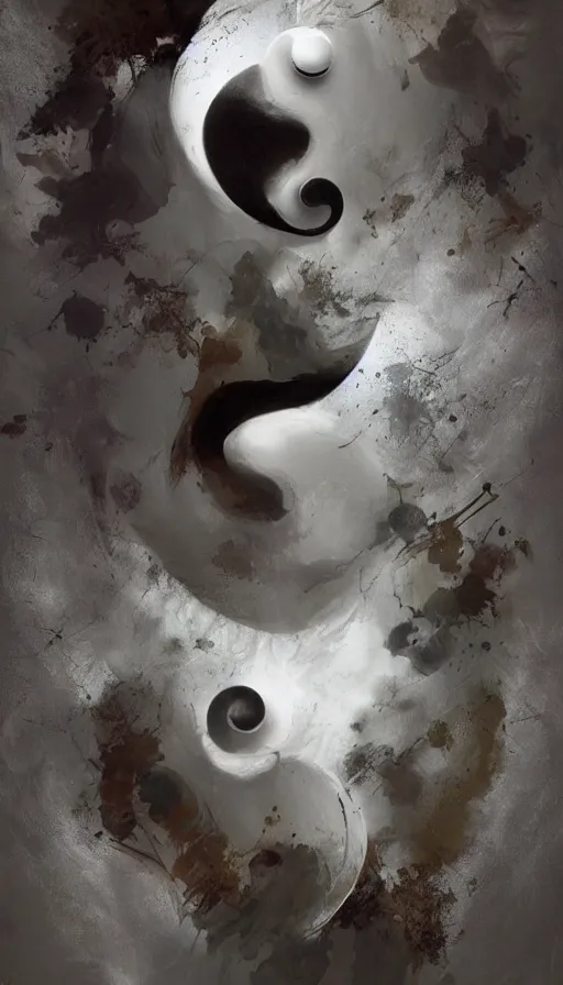 Image similar to Abstract representation of ying Yang concept, by Greg Rutkowski