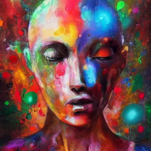 Image similar to the mind is overloaded by reality, humanity, introspection, sensory processing overload, trending, digital painting, oil painting marks, very award - winning