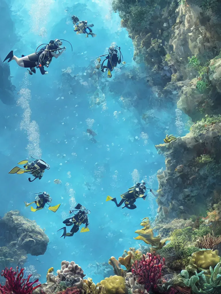 Image similar to scuba diving by disney concept artists, blunt borders, rule of thirds