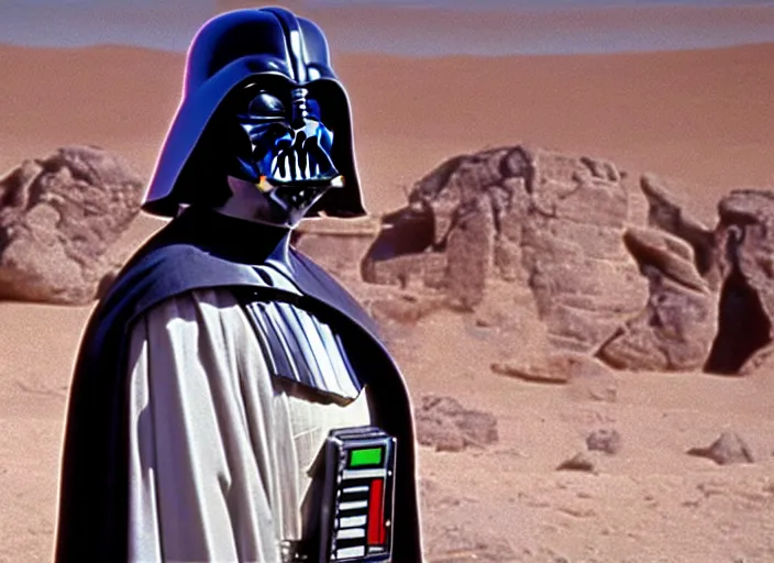 Prompt: a film still of darth vader in lawrence of arabia ( 1 9 6 2 ), technicolor