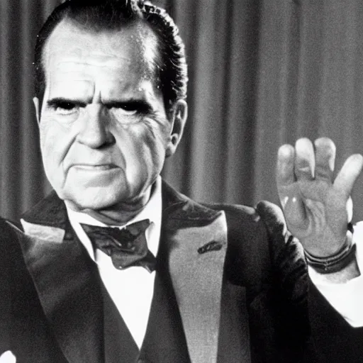 Image similar to A movie still of Richard Nixon in The Shining