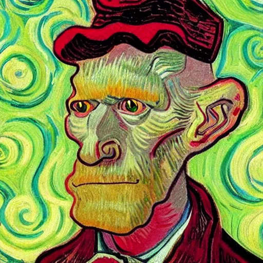 Image similar to handsome squidward portrait, van gogh art style