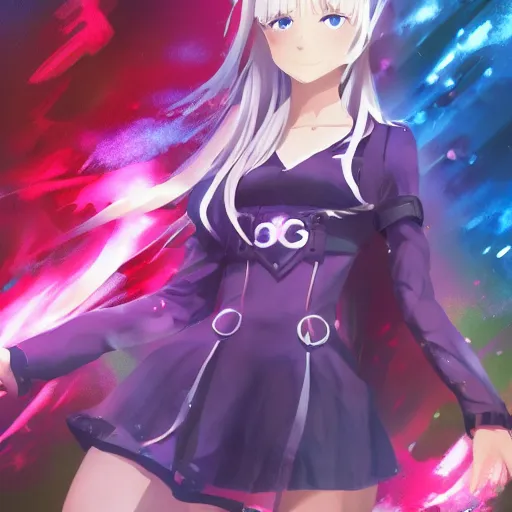 Image similar to beautiful full body image of illya von einzbern from fate / stay night, high details, high resolution, noise filtered, artstation, 4 k, highly detailed, high quality, digital painting masterpiece, beautiful brush strokes