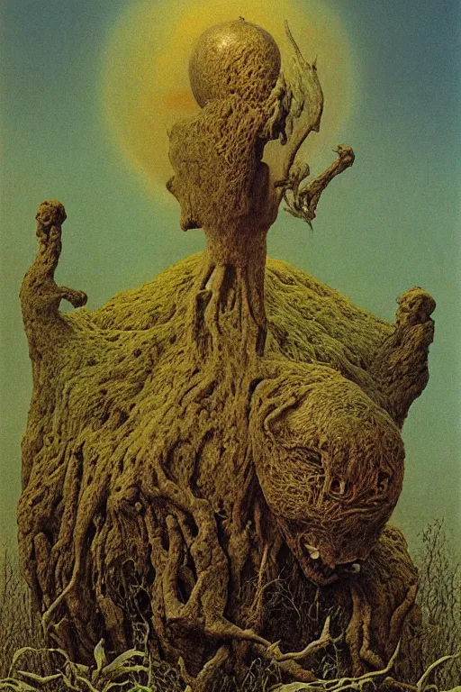 Image similar to zdzisław beksinski painting of the beast from over the garden wall