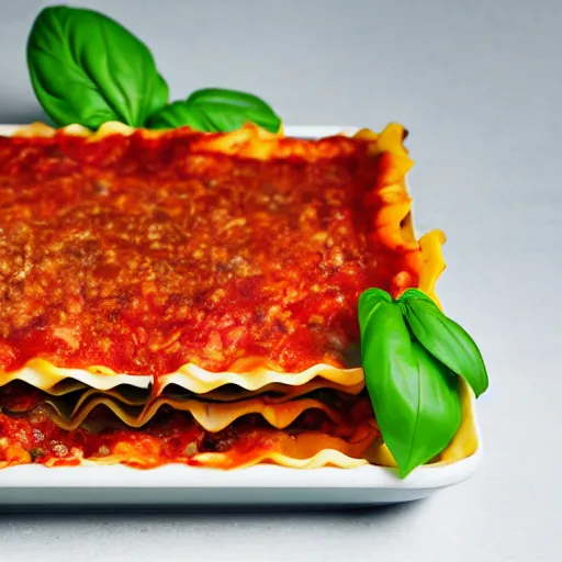 Prompt: studio photography of a platypus cooking a lasagna with three basil leaves over the lasagna