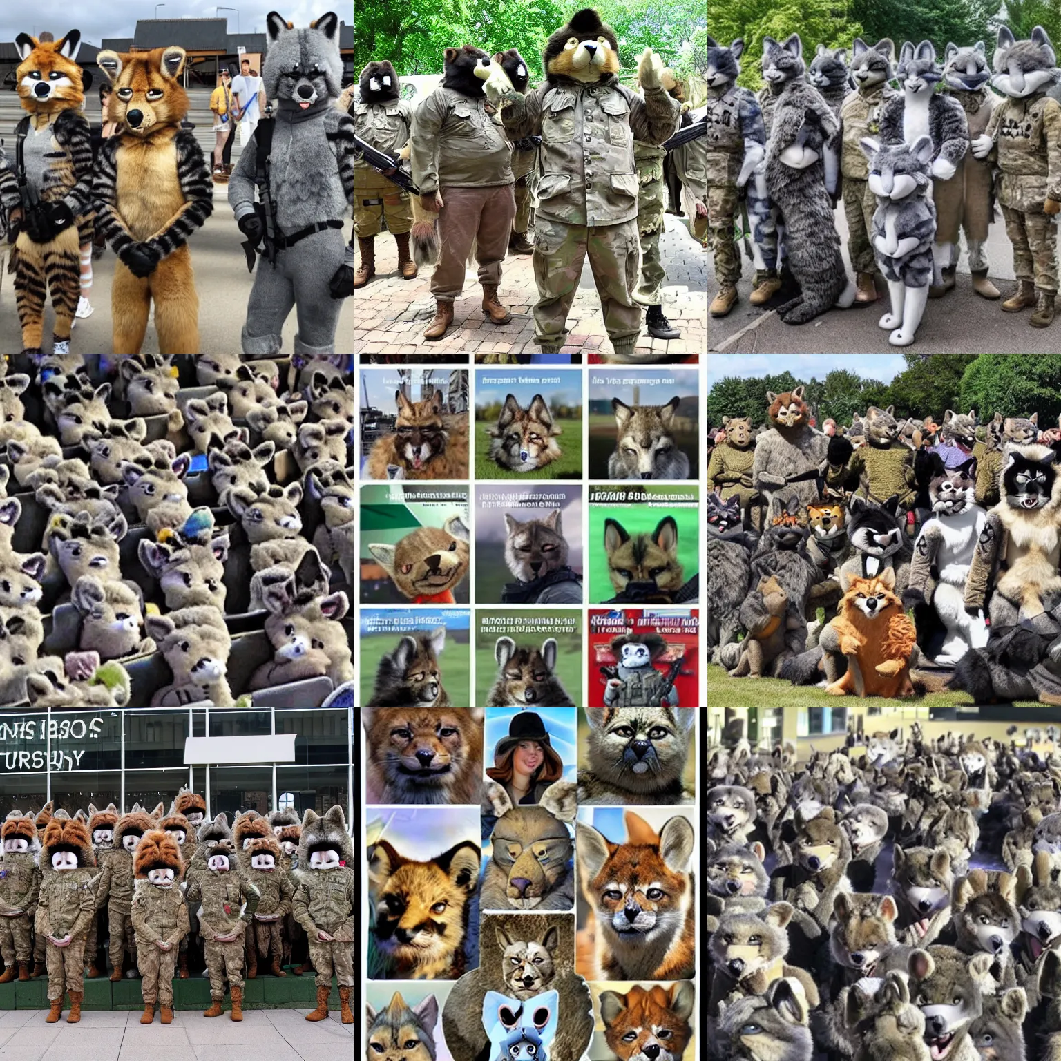 Prompt: an army of furries