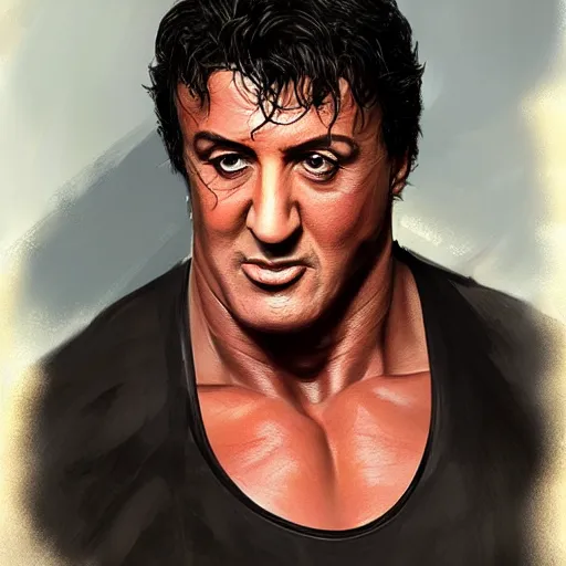 Prompt: portrait of sylvester stallone by charlie bowater