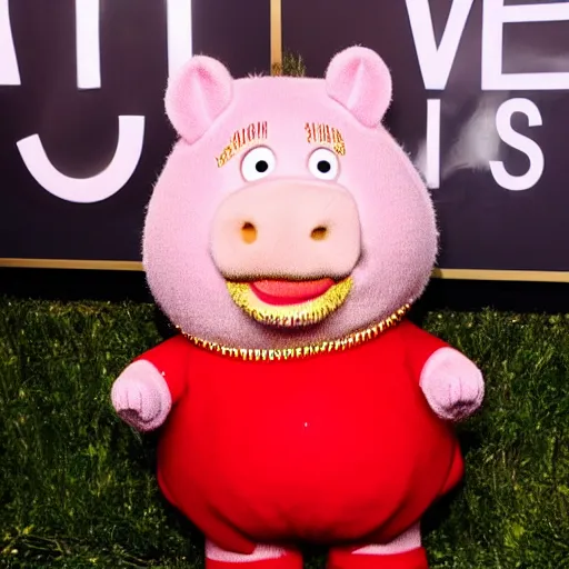 Image similar to kanye west dressed as peppa pig