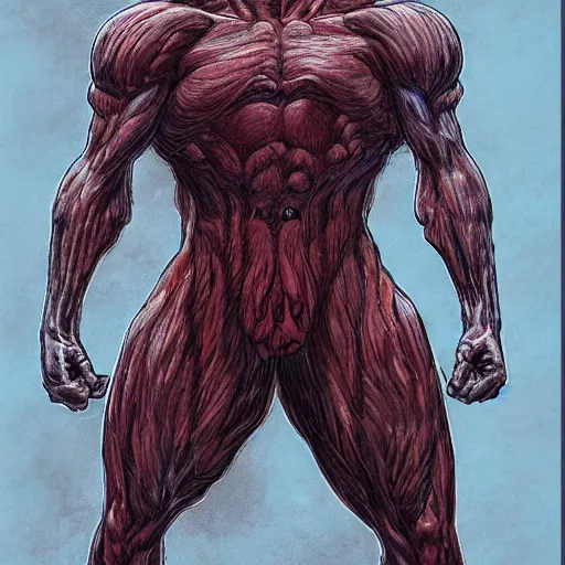 Prompt: a portrait of colossal titan, in the style of wayne barlowe