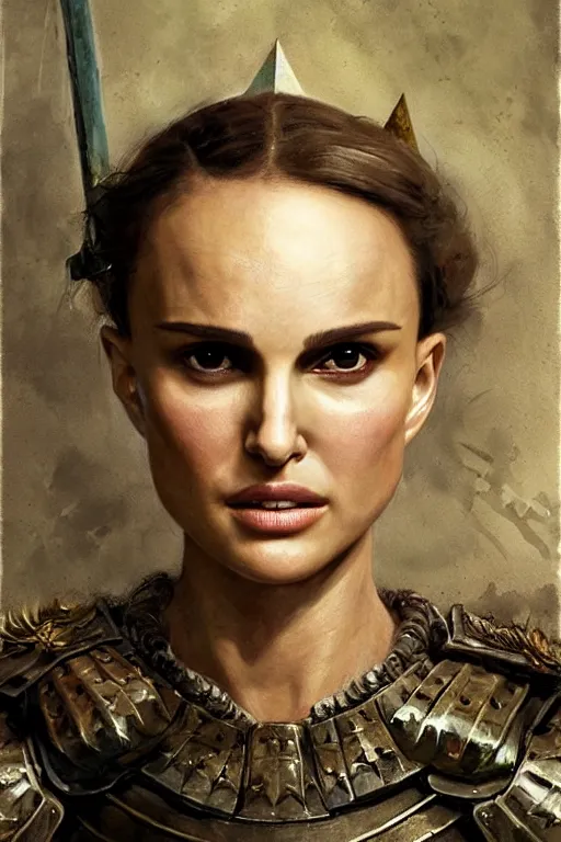 Image similar to natalie portman, legendary warrior, heroic fighter, dungeons & dragons, tattoos, decorative ornaments, battle armor, by carl spitzweg, ismail inceoglu, vdragan bibin, hans thoma, greg rutkowski, alexandros pyromallis, perfect face, detailed, sharply focused, centered, rule of thirds, realistic shading