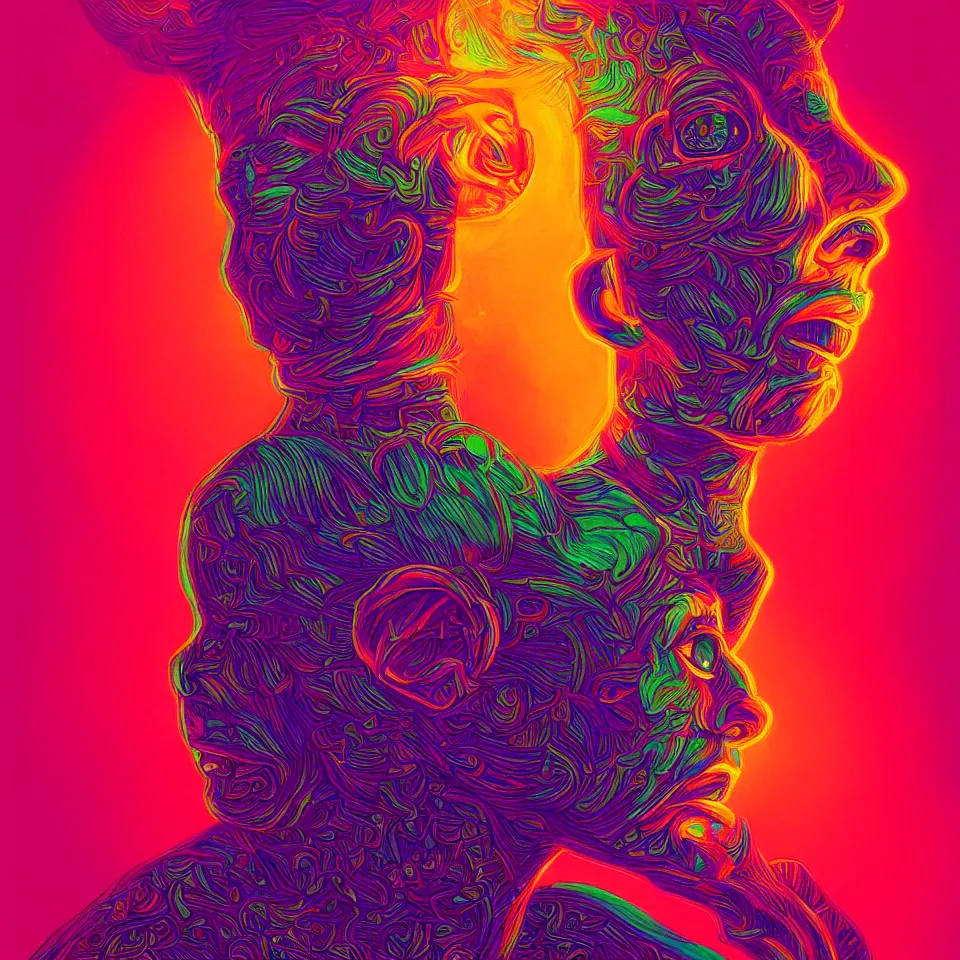 Prompt: bright psychedelic todd solondz, diffuse lighting, fantasy, intricate, elegant, highly detailed, lifelike, photorealistic, digital painting, artstation, illustration, concept art, smooth, sharp focus, art by francis bacon