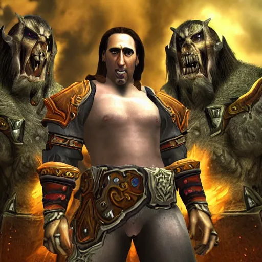 Prompt: nicholas cage in world of warcraft, official screenshot