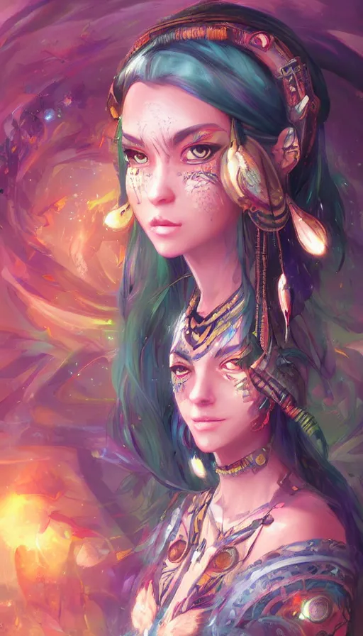 Image similar to portrait of a digital shaman, by ross tran