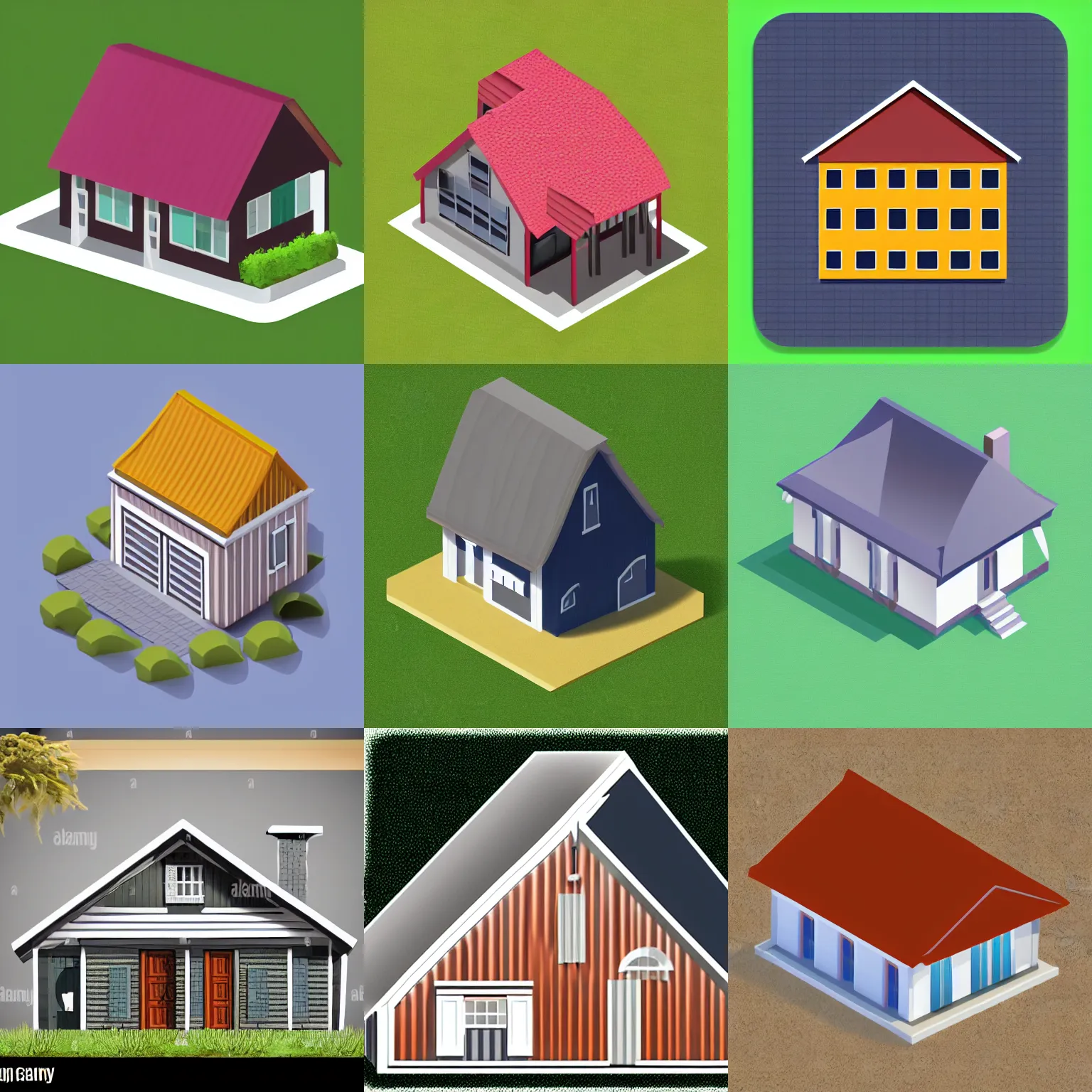 Prompt: webdesign icon for gable roof house, isometric