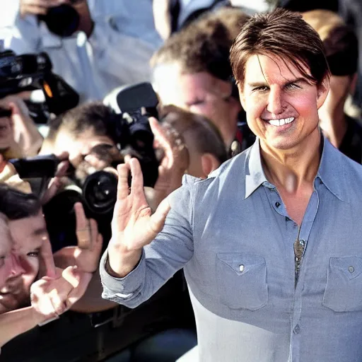 Image similar to Tom Cruise waving to fans