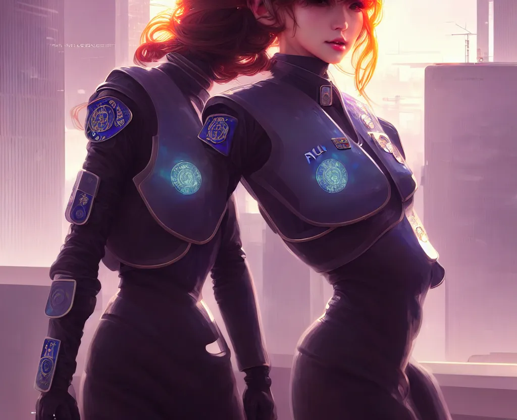 Image similar to portrait futuristic police uniform girl, at future sau paulo neon light rooftop, ssci - fi and fantasy, intricate and very very beautiful and elegant, highly detailed, digital painting, artstation, concept art, smooth and sharp focus, illustration, art by tan zi and ayanamikodon and alphonse mucha and wlop