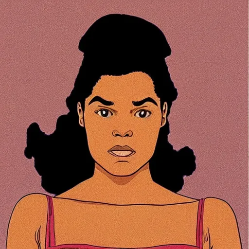 Image similar to “ tessa thompson retro minimalist portrait by jean giraud, moebius starwatcher comic, sharp, smooth face, 8 k ”