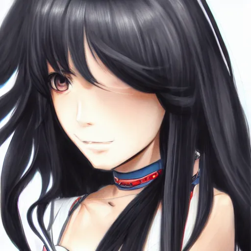 Prompt: full headshot portrait of a girl with long black hair, drawn by ATDAN, by Avetetsuya Studios, attractive character, colored sketch anime manga panel, trending on Pixiv