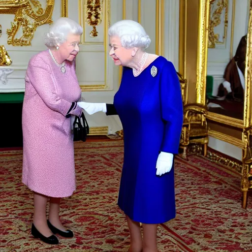 Prompt: queen elizabeth ii meets a reptilian