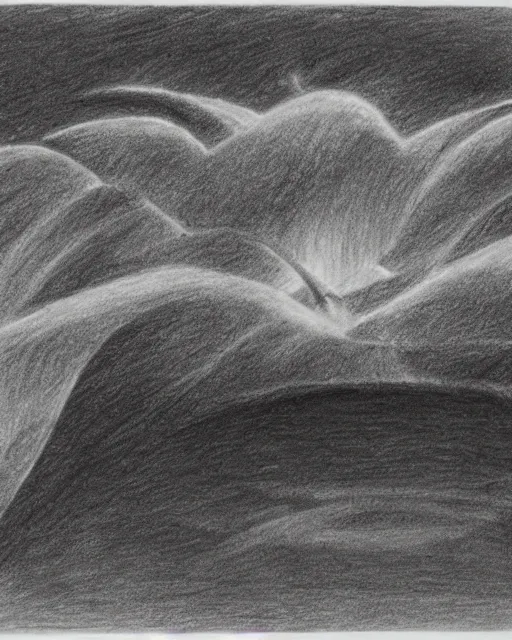 Image similar to a pencil drawing of an abyss 1970s