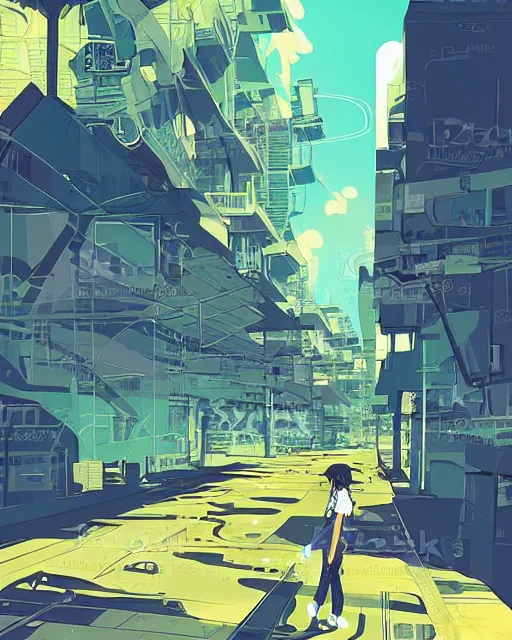 Image similar to science. clean cel shaded vector art. illustration art by makoto shinkai and and john berkey